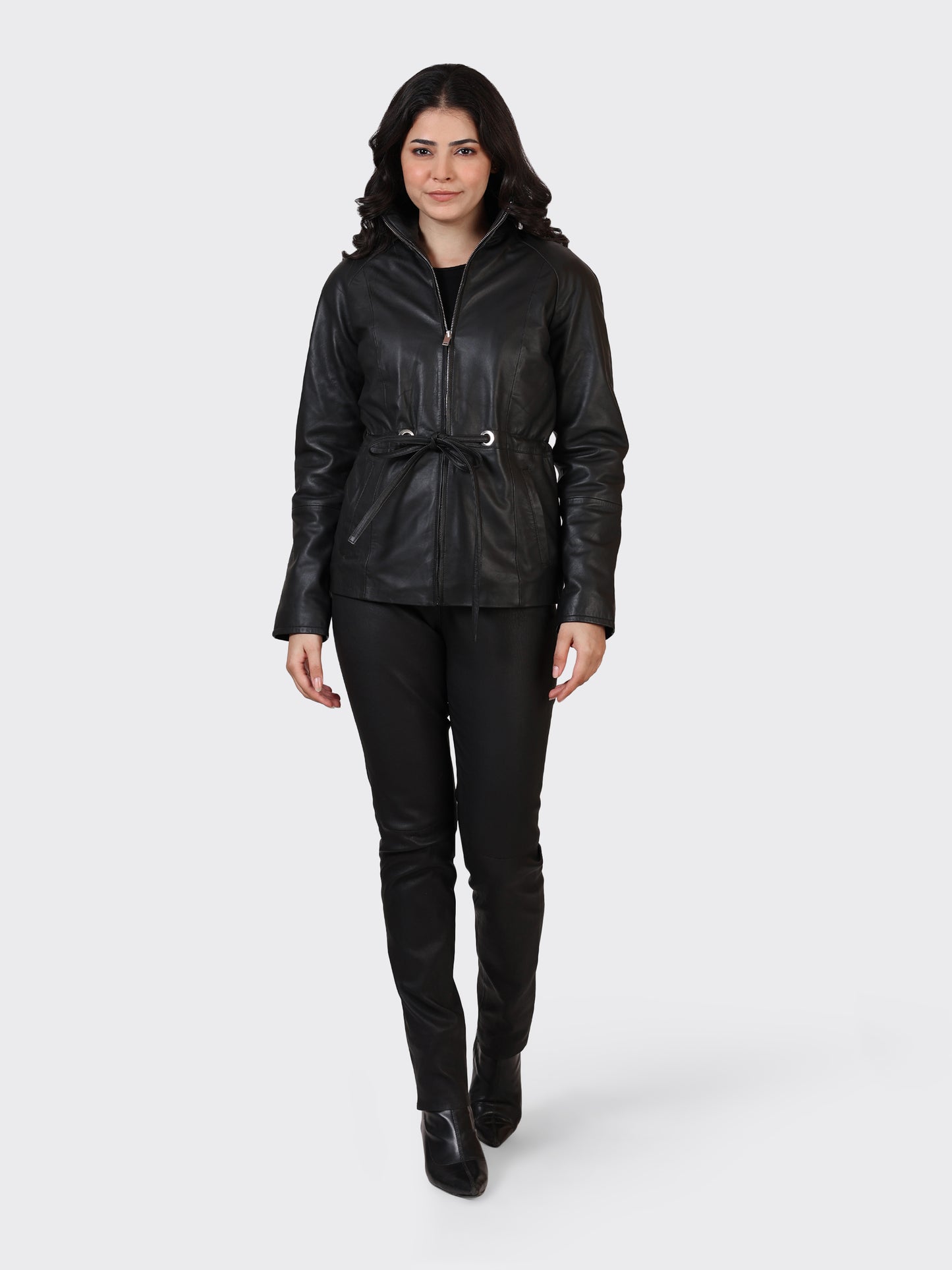 LADIES LEATHER JACKET-BLACK