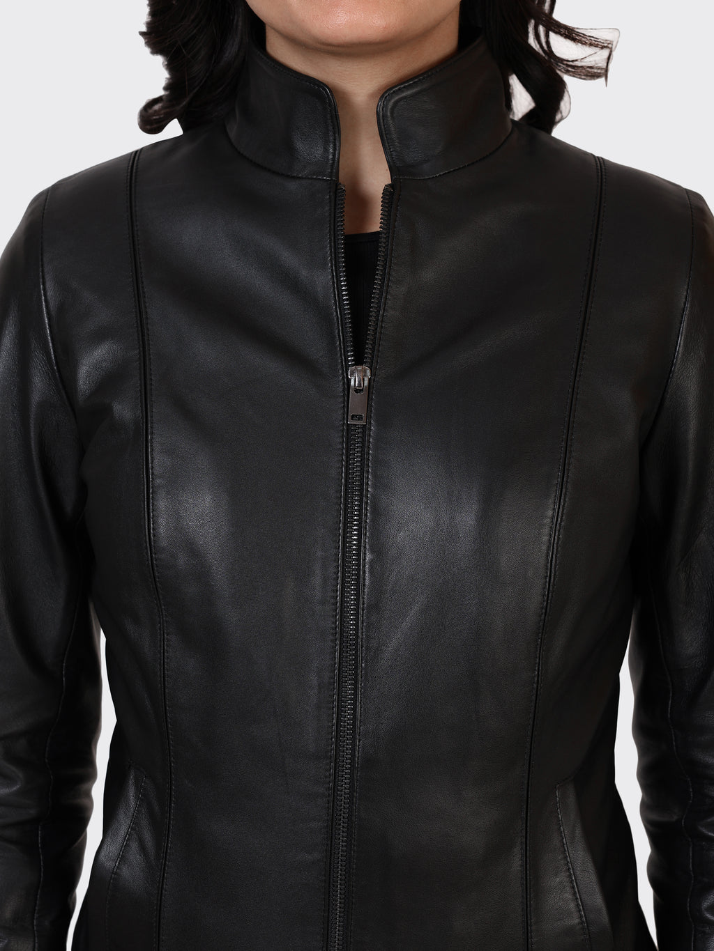 LADIES LEATHER JACKET-BLACK
