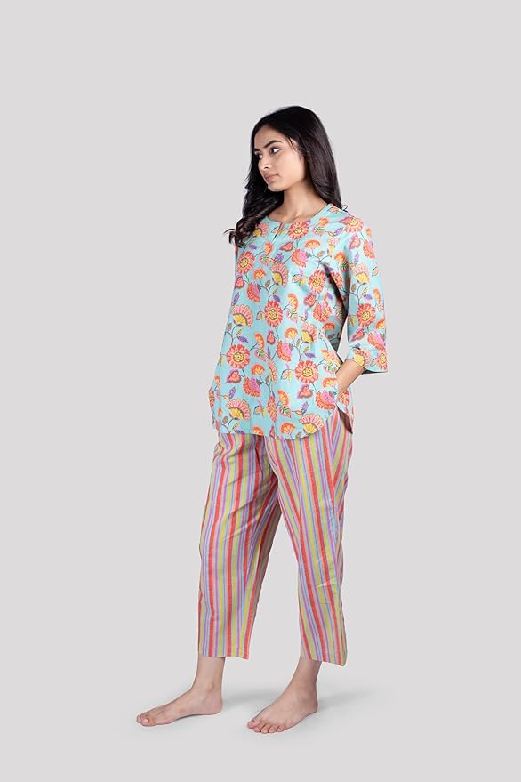 WOMEN SOFT COTTON FLORAL PRINT NIGHT SUIT SET