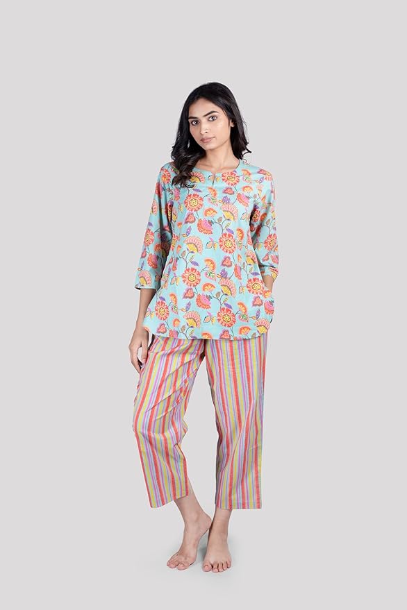 WOMEN SOFT COTTON FLORAL PRINT NIGHT SUIT SET