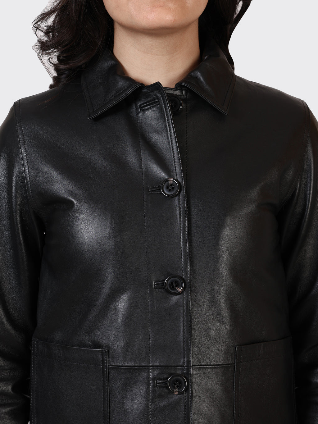 LADIES LEATHER JACKET-BLACK