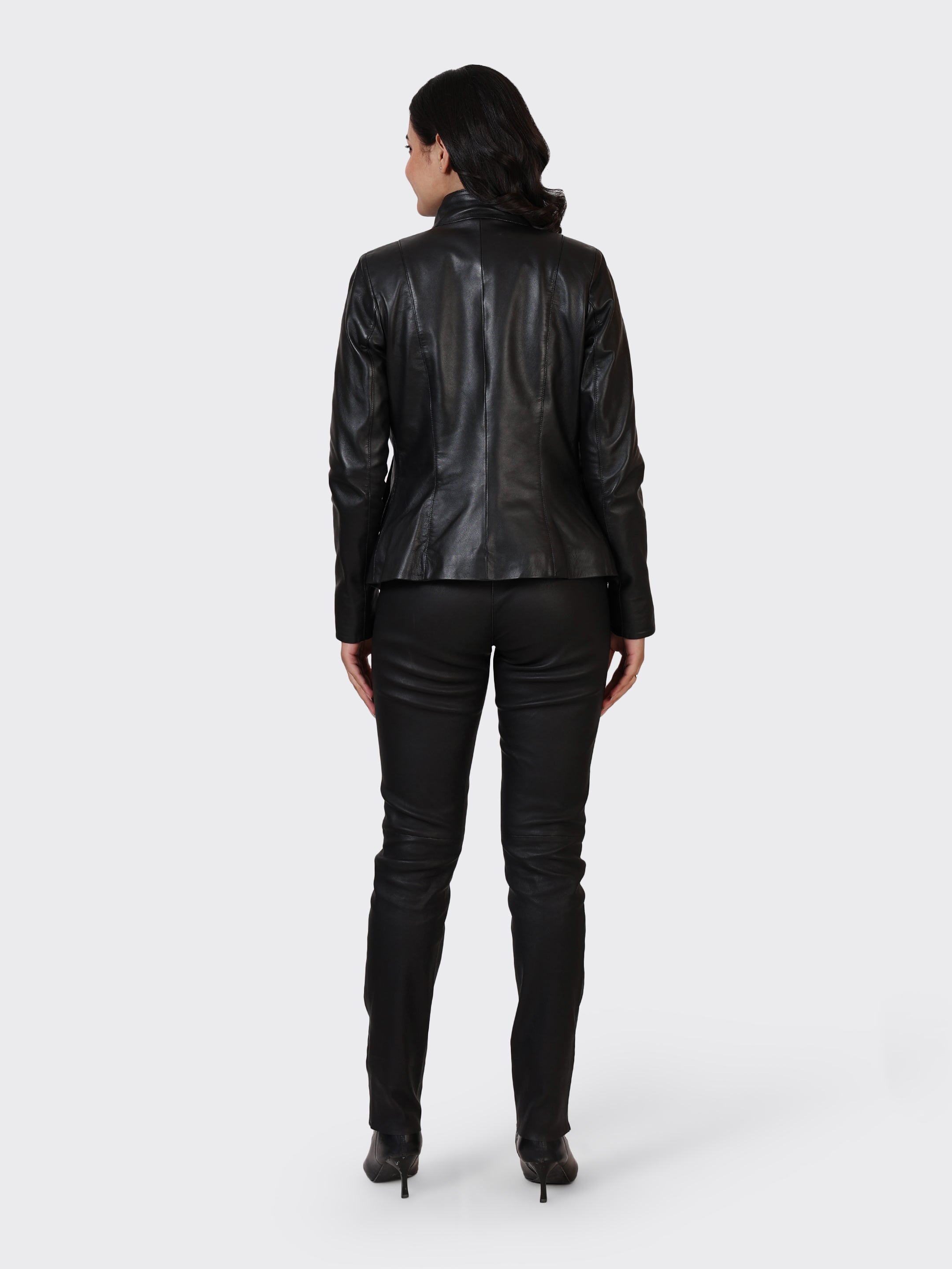 LADIES LEATHER JACKET-BLACK