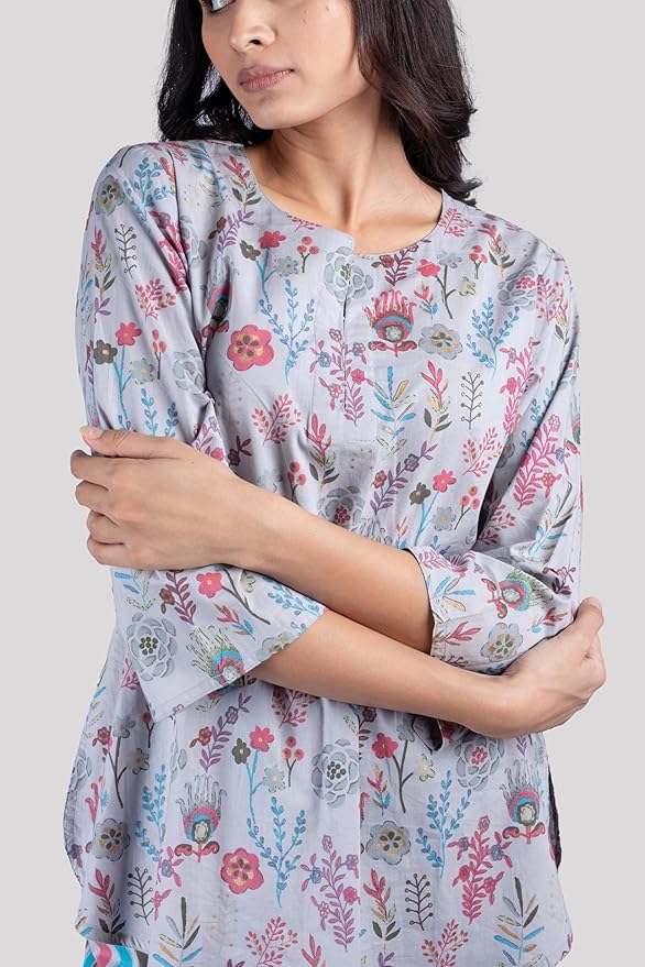 WOMEN SOFT COTTON FLORAL PRINT NIGHT SUIT SET