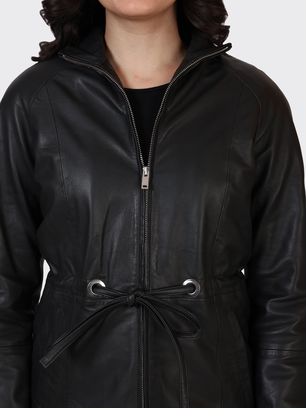 LADIES LEATHER JACKET-BLACK