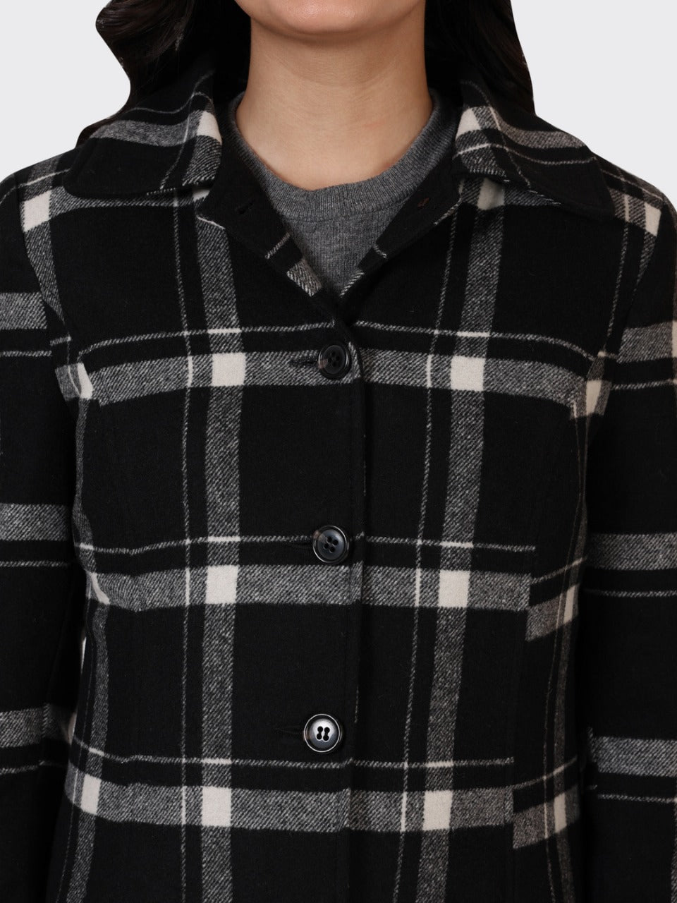 LADIES WOOLEN JACKET-CHECK