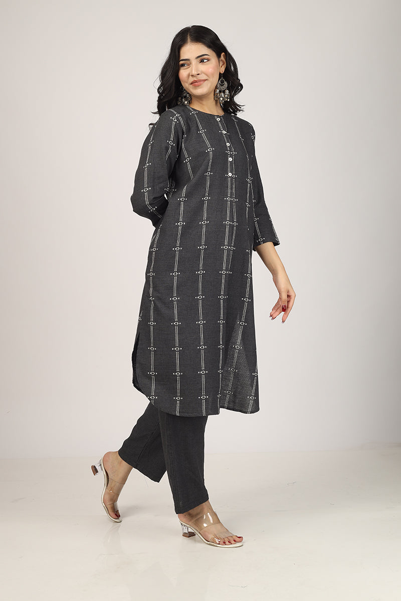 100% Cotton Black Kurta Pyjama Set