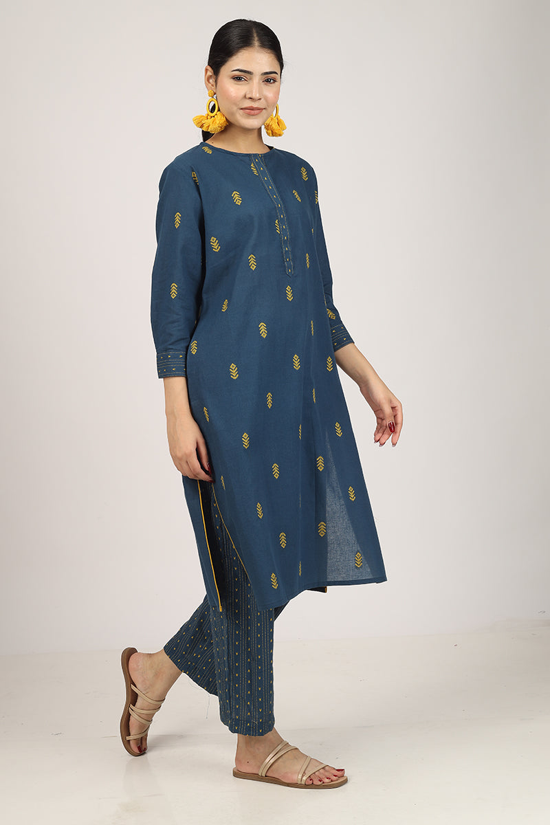 100% Cotton BLUE Kurta Pyjama Set