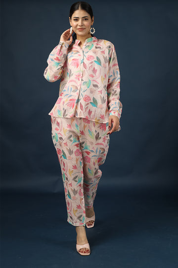 Floral Multi -Color Top and Pant Set 100% Linen