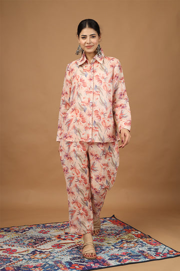 OSE9P27 Floral Shirt Pant 100% Linen