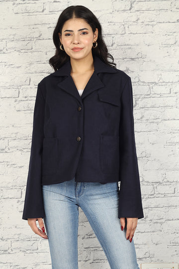 3136-W Women's Woolen Cashmere Navy Jacket