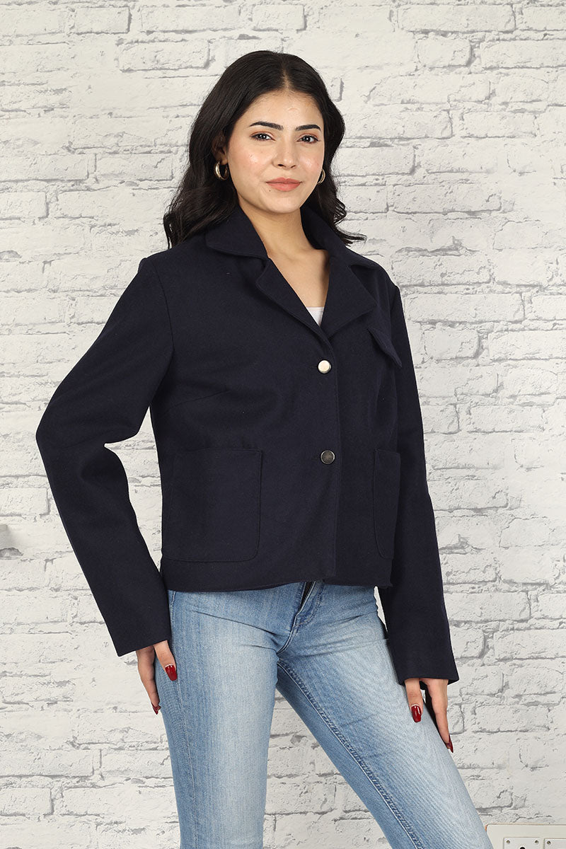 3136-W Women's Woolen Cashmere Navy Jacket