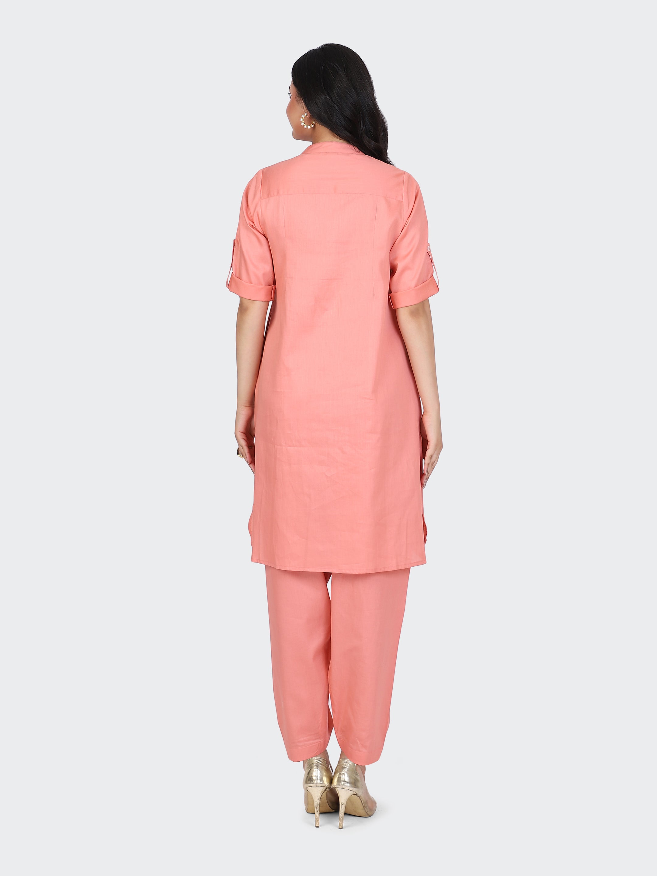 KURTA SET FEATURING FRONT EMBROIDERY AND SALWAR