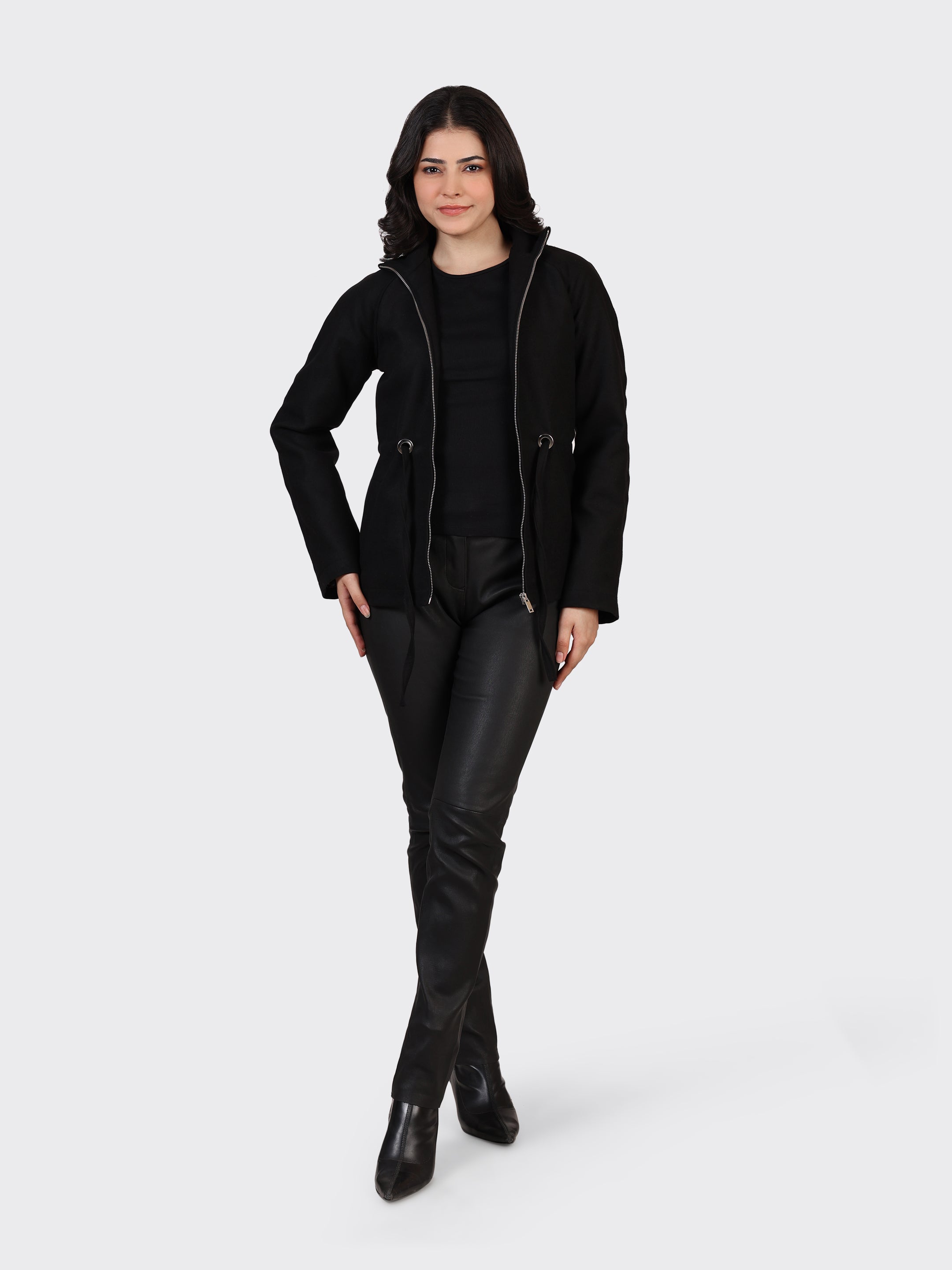 LADIES WOOLLEN JACKET-BLACK