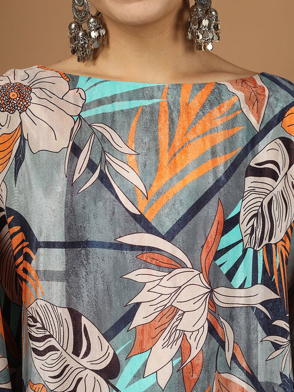 FLORAL PRINTED KAFTAN KURTA WITH TROUSER