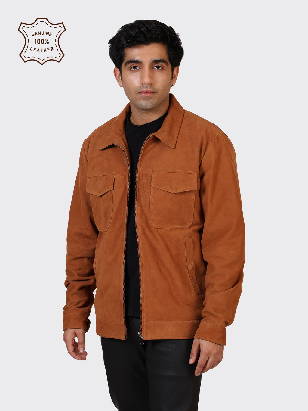 MENS SUEDE LEATHER JACKET-NAUGAT