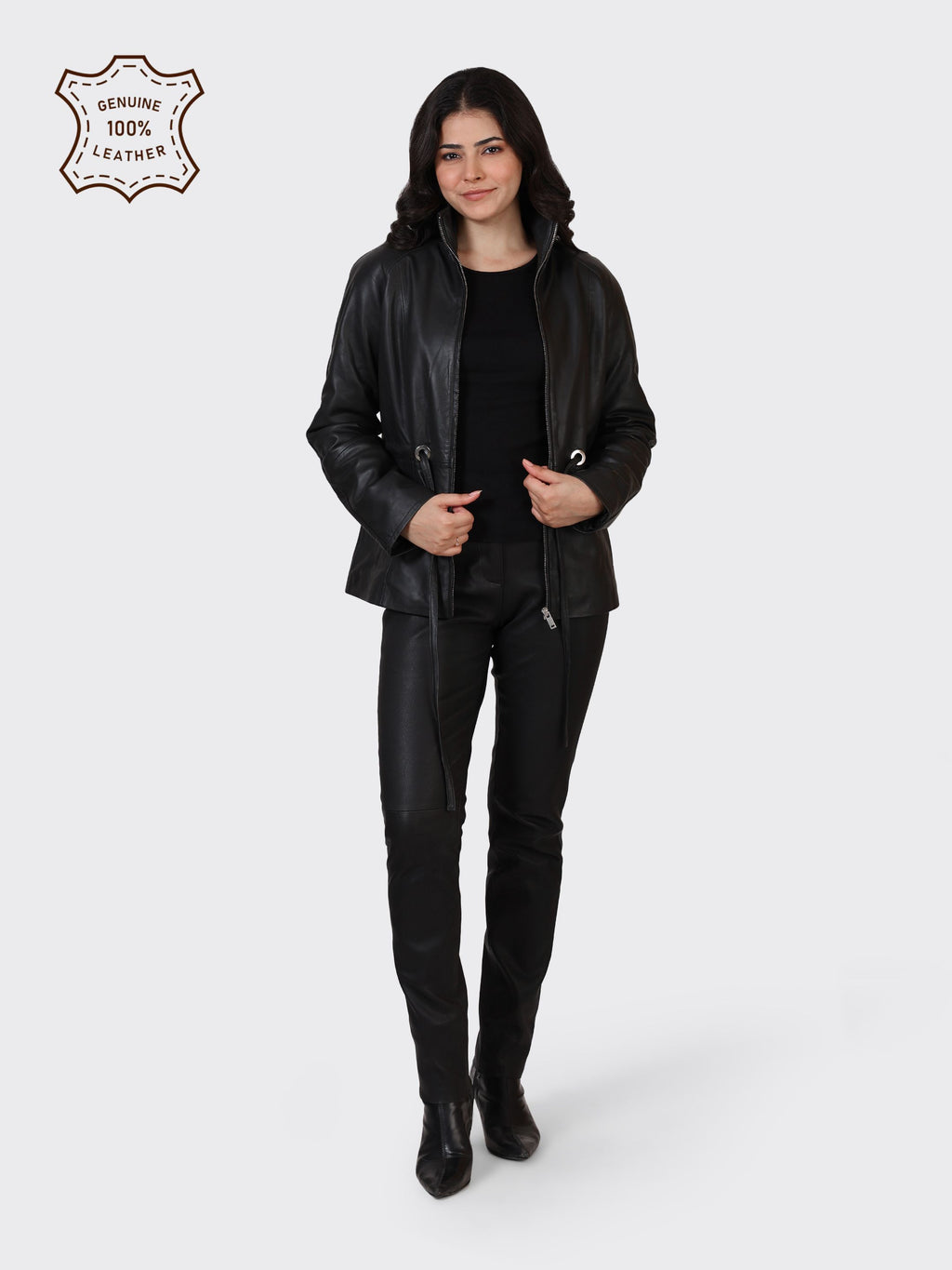 LADIES LEATHER JACKET-BLACK
